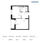 Планировка 1-комнатной квартиры, 36,96 м2