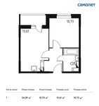 Планировка 1-комнатной квартиры, 34,29 м2