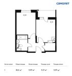 Планировка 1-комнатной квартиры, 35,5 м2
