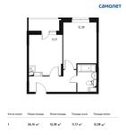Планировка 1-комнатной квартиры, 36,15 м2