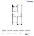 Планировка 3-комнатной квартиры, 74,17 м2