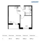 Планировка 1-комнатной квартиры, 33,1 м2