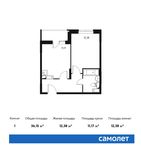 Планировка 1-комнатной квартиры, 36,15 м2