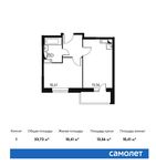 Планировка 1-комнатной квартиры, 33,73 м2