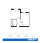 Планировка 1-комнатной квартиры, 33,02 м2