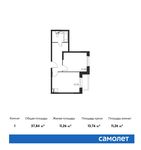Планировка 1-комнатной квартиры, 37,84 м2