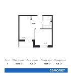 Планировка 1-комнатной квартиры, 34,76 м2