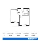Планировка 1-комнатной квартиры, 38,91 м2