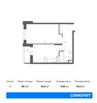 Планировка 1-комнатной квартиры, 38,1 м2