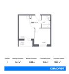 Планировка 1-комнатной квартиры, 34,2 м2