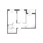 Планировка 2-комнатной квартиры, 55,42 м2