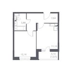 Планировка 1-комнатной квартиры, 36,71 м2