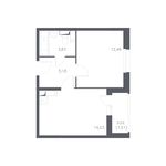 Планировка 1-комнатной квартиры, 37,23 м2