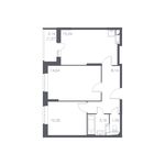 Планировка 2-комнатной квартиры, 54,59 м2