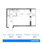 Планировка квартиры студии, 29,03 м2