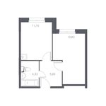 Планировка 1-комнатной квартиры, 35,57 м2