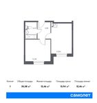 Планировка 1-комнатной квартиры, 35,58 м2