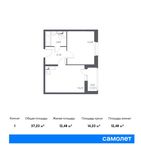 Планировка 1-комнатной квартиры, 37,23 м2