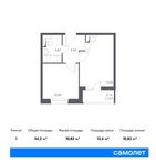Планировка 1-комнатной квартиры, 34,2 м2
