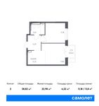 Планировка 1-комнатной квартиры, 34,4 м2