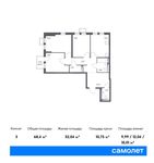 Планировка 3-комнатной квартиры, 68,4 м2