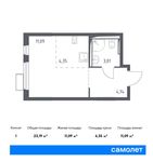 Планировка квартиры студии, 23,19 м2