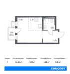Планировка квартиры студии, 24,08 м2