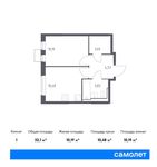Планировка 1-комнатной квартиры, 32,1 м2