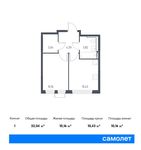 Планировка 1-комнатной квартиры, 32,04 м2