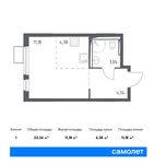 Планировка квартиры студии, 23,34 м2