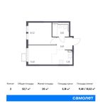 Планировка 2-комнатной квартиры, 32,7 м2