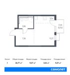 Планировка квартиры студии, 26,77 м2
