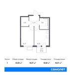 Планировка 1-комнатной квартиры, 33,02 м2