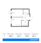 Планировка 1-комнатной квартиры, 32,28 м2