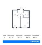 Планировка 1-комнатной квартиры, 32,3 м2