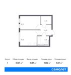 Планировка 1-комнатной квартиры, 32,67 м2