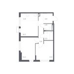 Планировка 3-комнатной квартиры, 56,8 м2