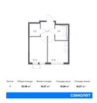 Планировка 1-комнатной квартиры, 32,28 м2