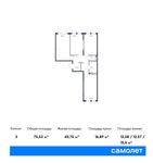 Планировка 3-комнатной квартиры, 75,53 м2