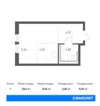 Планировка квартиры студии, 23,4 м2
