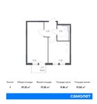 Планировка 1-комнатной квартиры, 37,12 м2