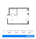 Планировка квартиры студии, 25,89 м2