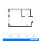 Планировка квартиры студии, 25,72 м2