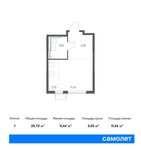 Планировка квартиры студии, 25,72 м2