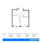 Планировка 1-комнатной квартиры, 32,28 м2