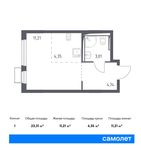 Планировка квартиры студии, 23,31 м2