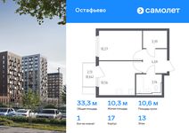 Планировка 1-комнатной квартиры, 33,31 м2
