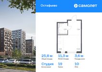 Планировка квартиры студии, 25,82 м2