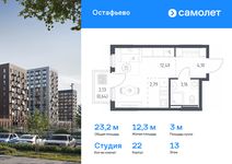 Планировка квартиры студии, 23,18 м2