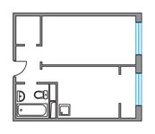 Планировка 1-комнатной квартиры, 32,83 м2